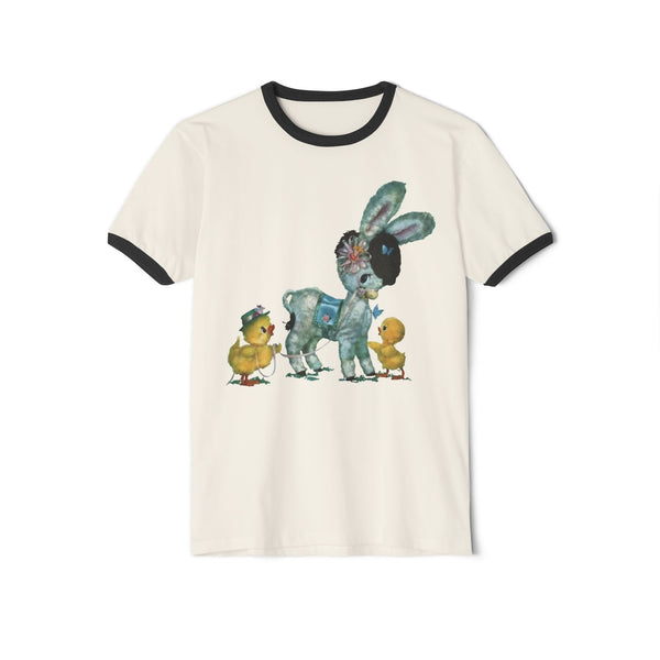 Kitschy Cute Donkey Unisex Cotton Ringer T-Shirt