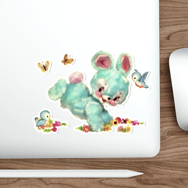 Blue Hoppity Bunny Die-Cut Sticker