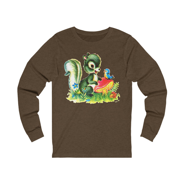 Cute Squirrel and Bird Unisex Jersey Long Sleeve Tee
