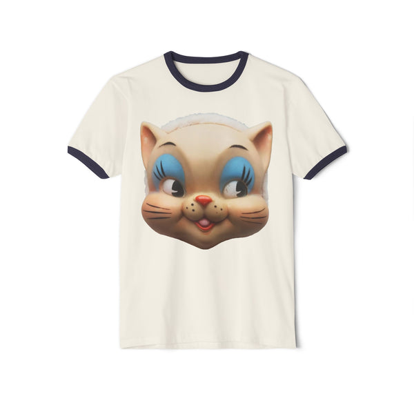 Mischievous Kitten Unisex Cotton Ringer T-Shirt