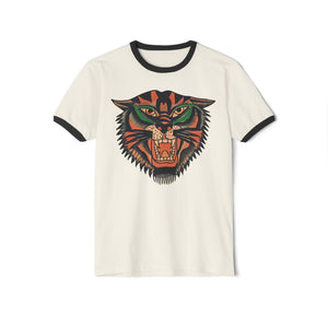 Tattoo Tiger Unisex Cotton Ringer T-Shirt