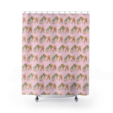 Pastel Frolicking Deer Shower Curtain