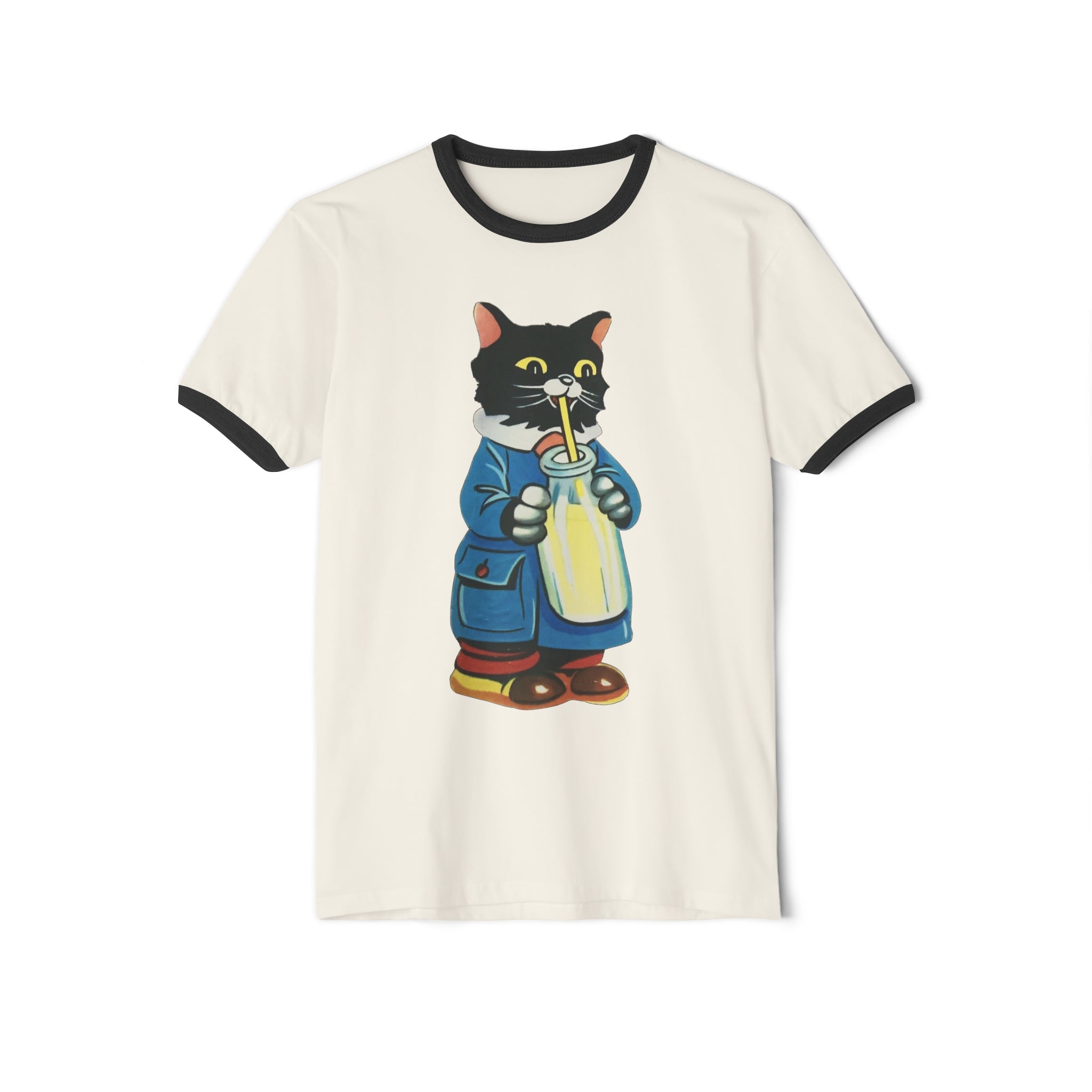 Milk Kitty Unisex Cotton Ringer T-Shirt