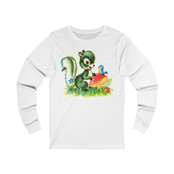 Cute Squirrel and Bird Unisex Jersey Long Sleeve Tee