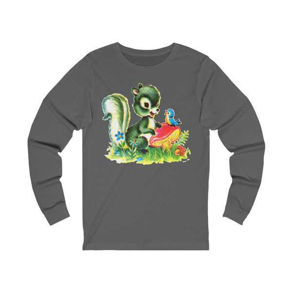 Cute Squirrel and Bird Unisex Jersey Long Sleeve Tee