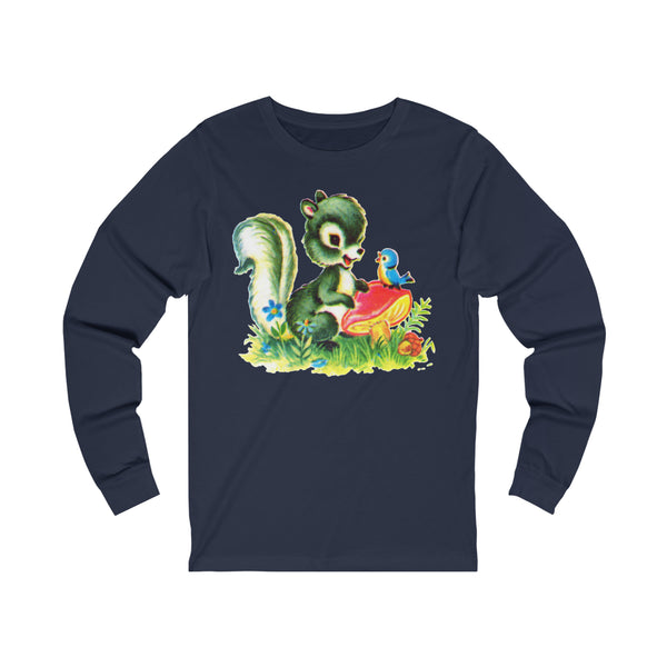 Cute Squirrel and Bird Unisex Jersey Long Sleeve Tee