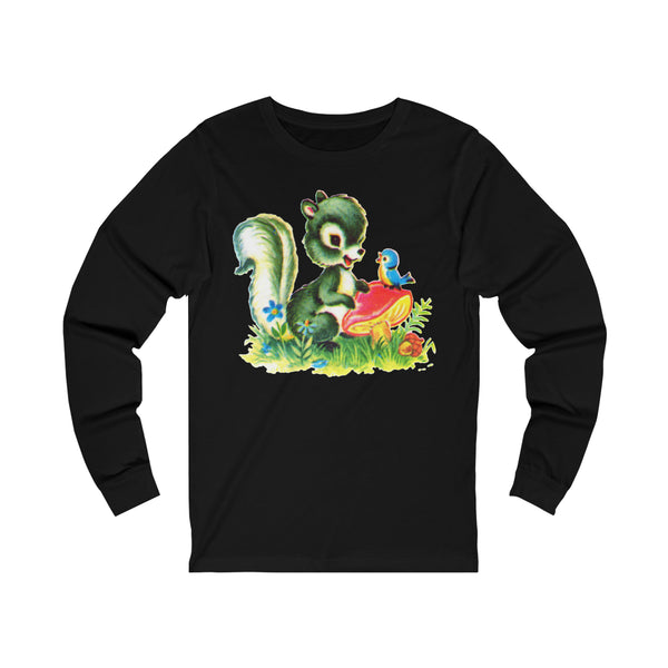 Cute Squirrel and Bird Unisex Jersey Long Sleeve Tee