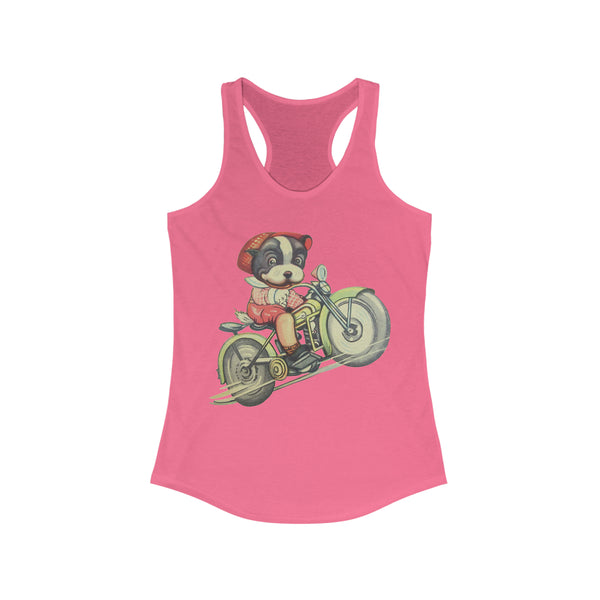 Boston Terrier Motorbike Women's Racerback Tank