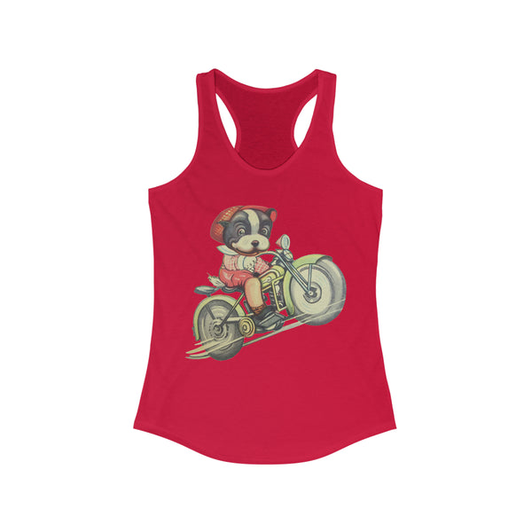 Boston Terrier Motorbike Women's Racerback Tank