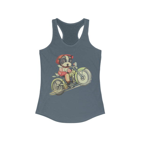 Boston Terrier Motorbike Women's Racerback Tank
