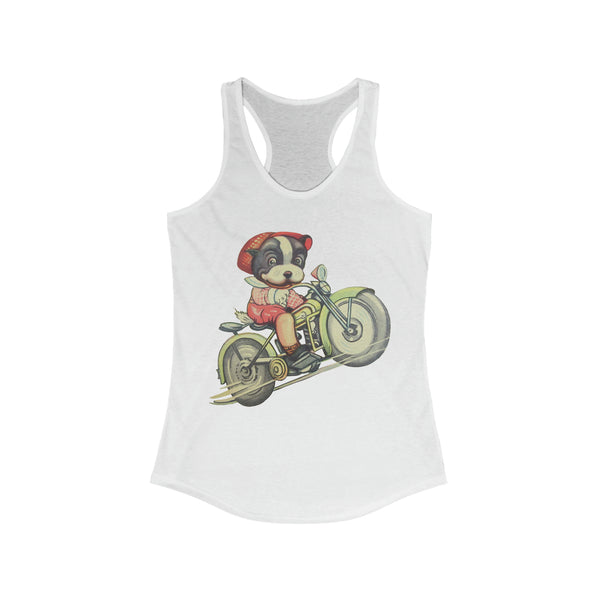 Boston Terrier Motorbike Women's Racerback Tank