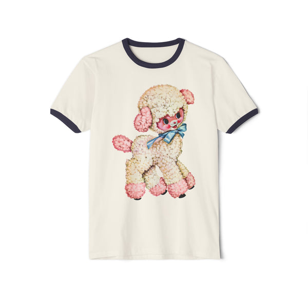 Kitschy Cute Lamb Unisex Cotton Ringer T-Shirt