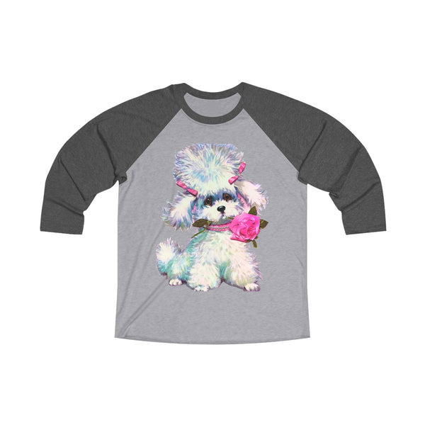 Kitschy Cute Poodle Dog Raglan Tee