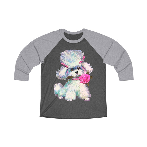 Kitschy Cute Poodle Dog Raglan Tee