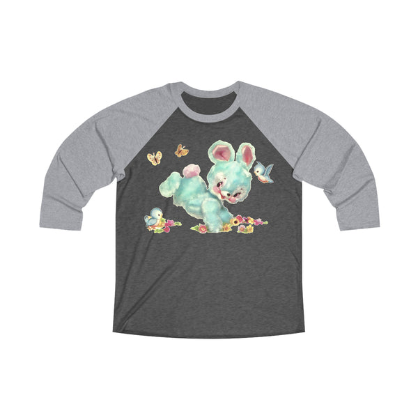Kitschy Cute Blue Bunny Raglan Tee