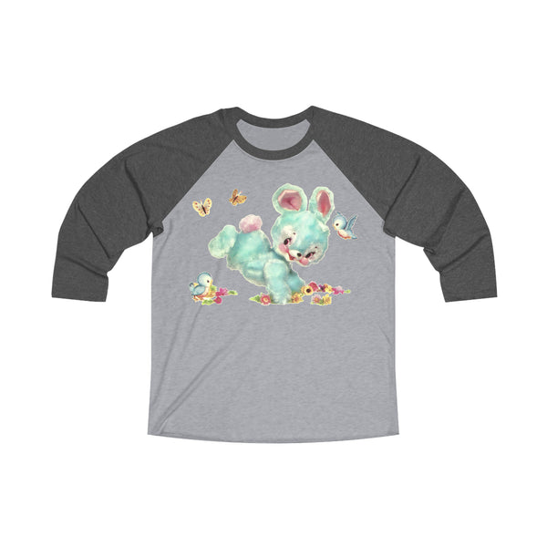 Kitschy Cute Blue Bunny Raglan Tee