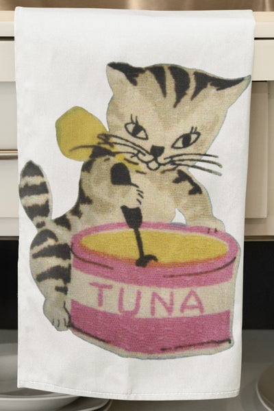 Tuna Can Kitten Organic Tea Towel