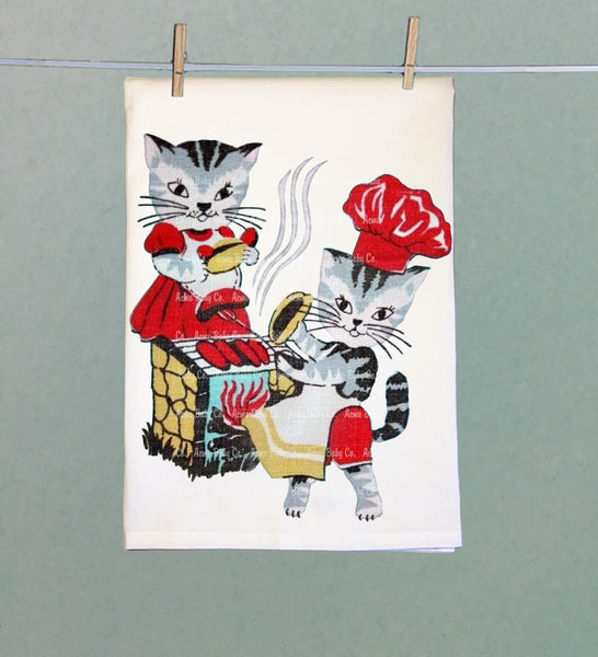 Barbecue Kittens Organic Tea Towel