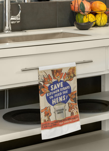 Composting Chickens Retro Organic Kitchen Towel
