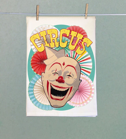 Circus Clown Organic Tea Towel