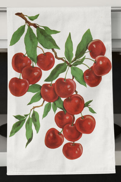Classic Cherries Organic Tea Towel