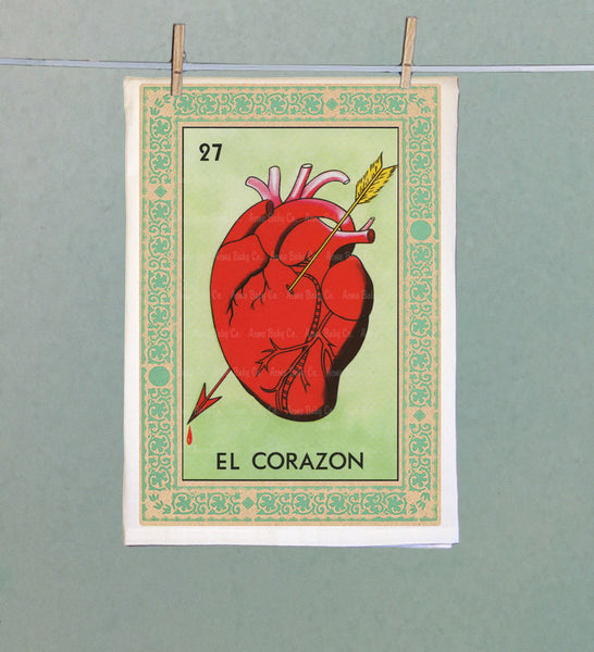 La Corazon Heart Retro Organic Kitchen Towel
