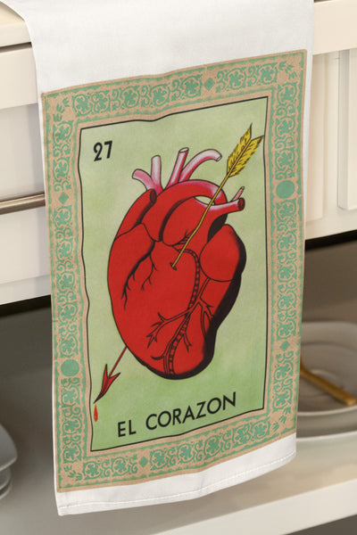 La Corazon Heart Retro Organic Kitchen Towel
