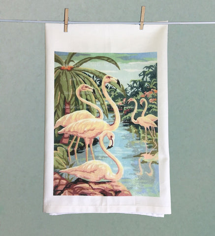 Flamingos Organic Tea Towel