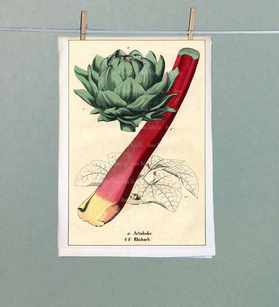 Artichoke & Rhubarb Organic Tea Towel