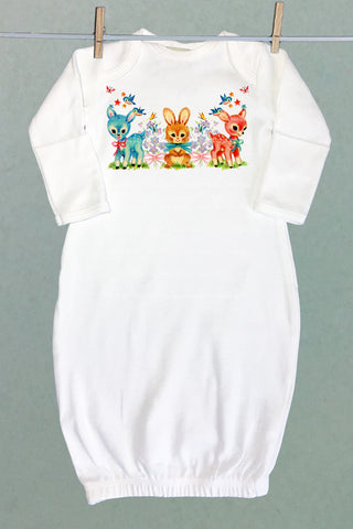 Stars and Flowers Animals Baby Sacque Gown