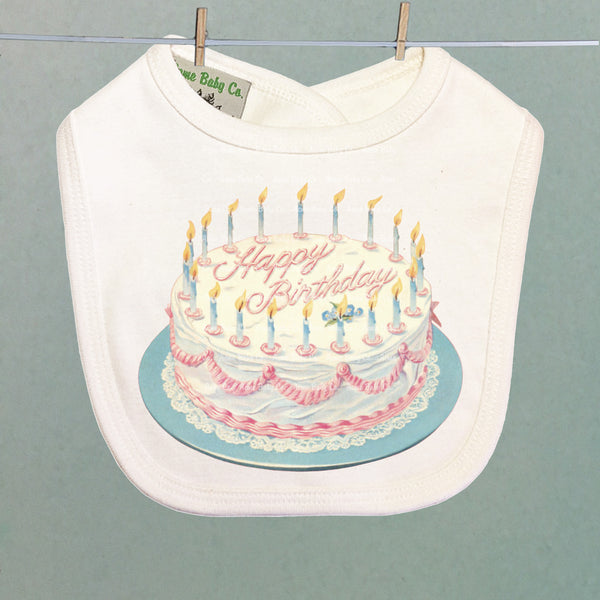 Happy Birthday Cake Organic Baby Bib