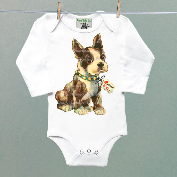 Boston Terrier Organic One Piece Baby Bodysuit