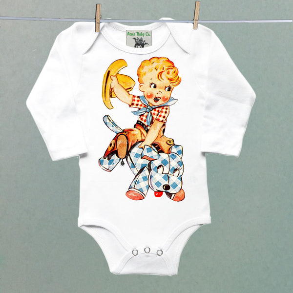 Buckaroo on Toy Horse One Piece Baby Bodysuit