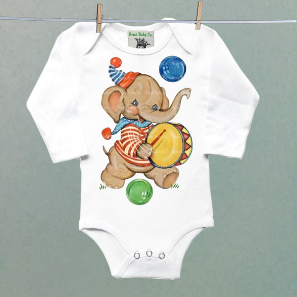 Circus Elephant Organic One Piece Baby Bodysuit