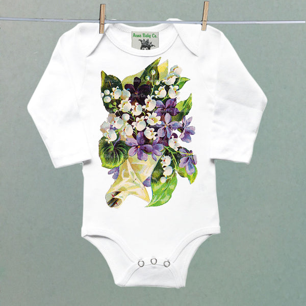 Violets Bouquet Onesie One Piece Baby Bodysuit