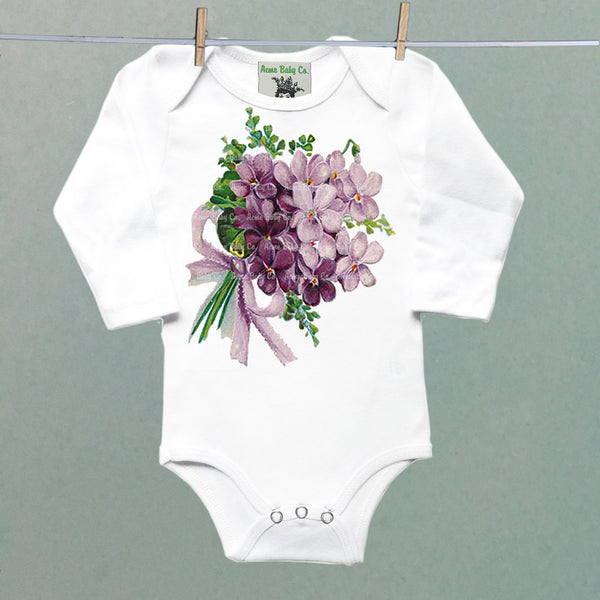 Bouquet of Violets Organic One Piece Baby Bodysuit