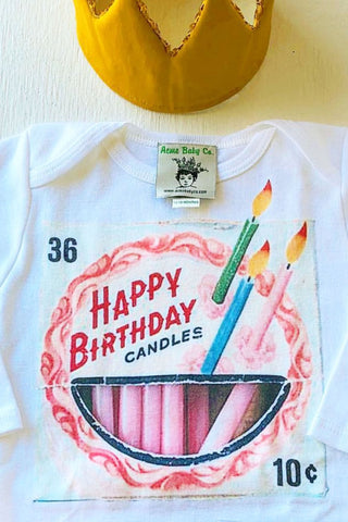 Birthday Candles Organic One Piece Baby Bodysuit