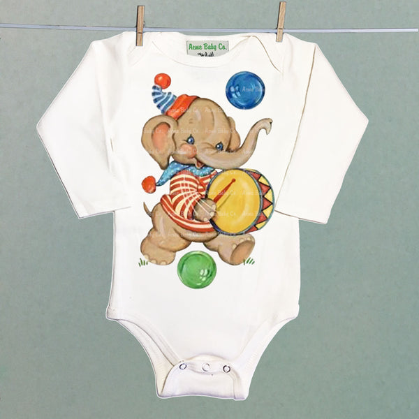 Circus Elephant Organic One Piece Baby Bodysuit