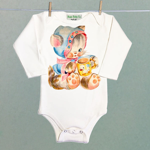 Nursery Kitten Organic One Piece Baby Bodysuit