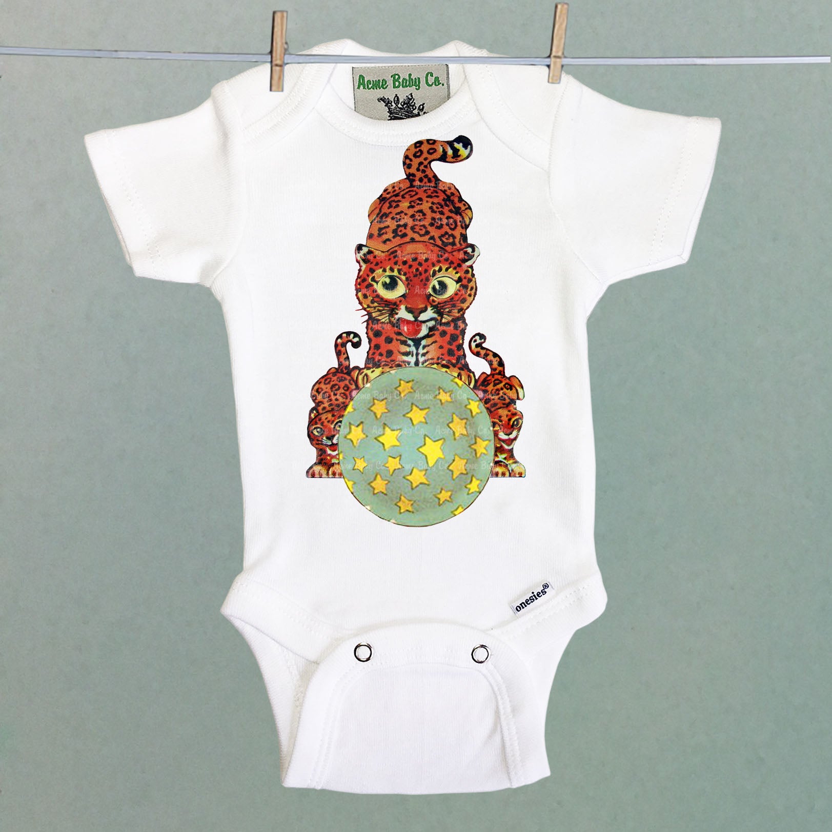 Circus Leopards Organic One Piece Baby Bodysuit