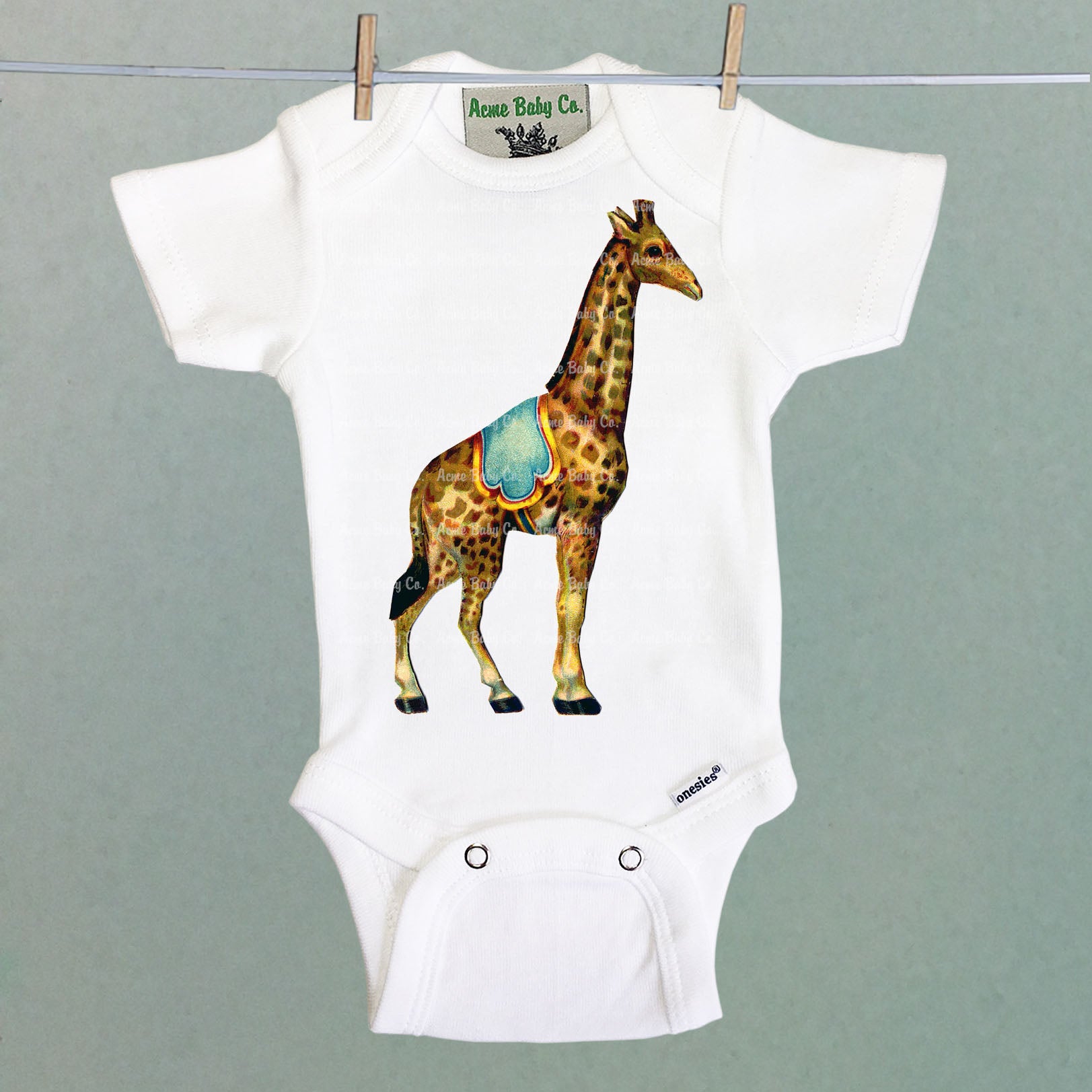 Circus Giraffe Organic One Piece Baby Bodysuit