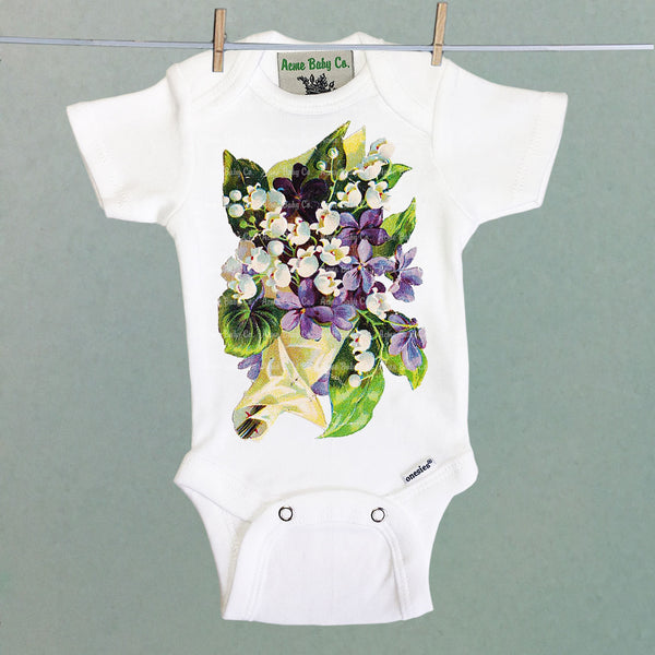 Violets Bouquet Onesie One Piece Baby Bodysuit