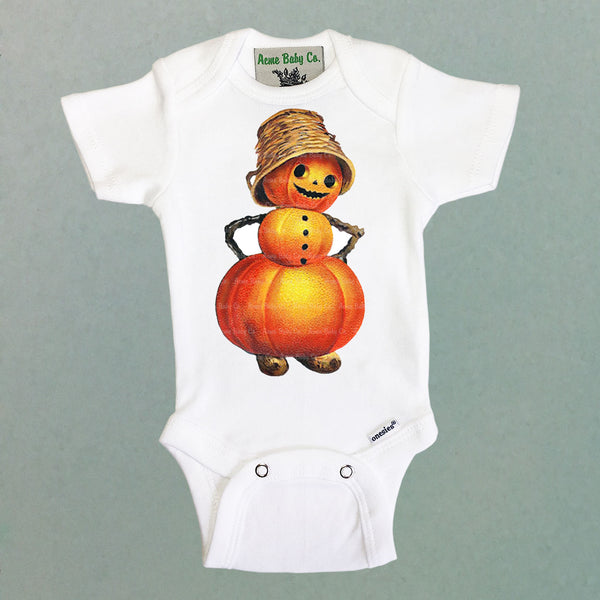 Funny Pumpkin Guy Organic One Piece Baby Bodysuit