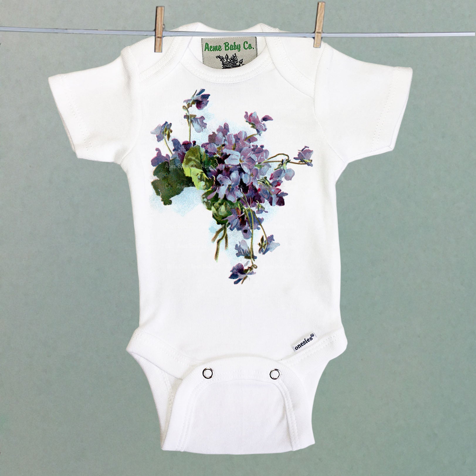 Trailing Violets Organic One Piece Baby Bodysuit