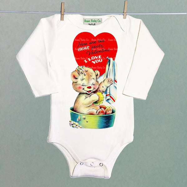 Bear Facts Valentine One Piece Baby Bodysuit