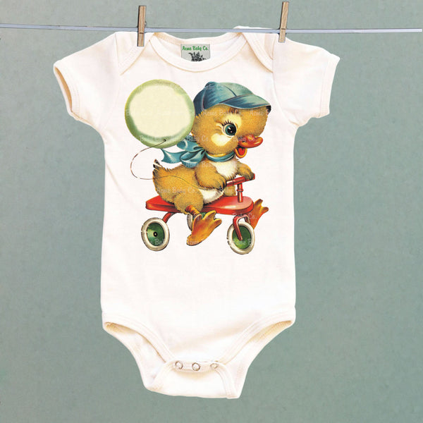 Tricycle Duckling Organic One Piece Baby Bodysuit