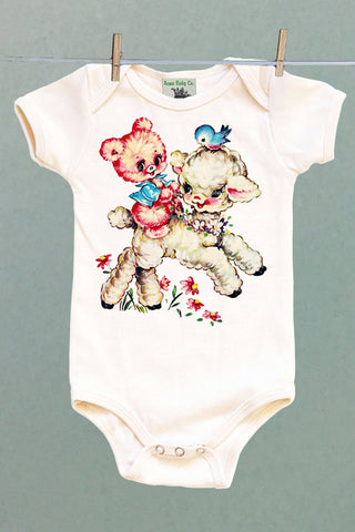 Lamb and Bear Onesie One Piece Baby Bodysuit