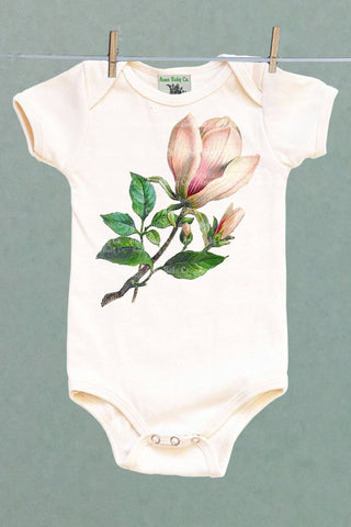 Magnolia Blossom Organic One Piece Baby Bodysuit