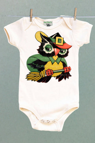 Owl Witch Organic One Piece Baby Bodysuit