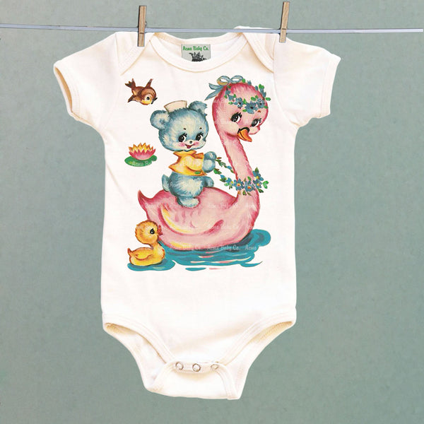 Pink Swan One Piece Baby Bodysuit